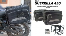 Fit For Royal Enfield Guerrilla 450 Canvas Pannier Bags With Mounting Black - SPAREZO